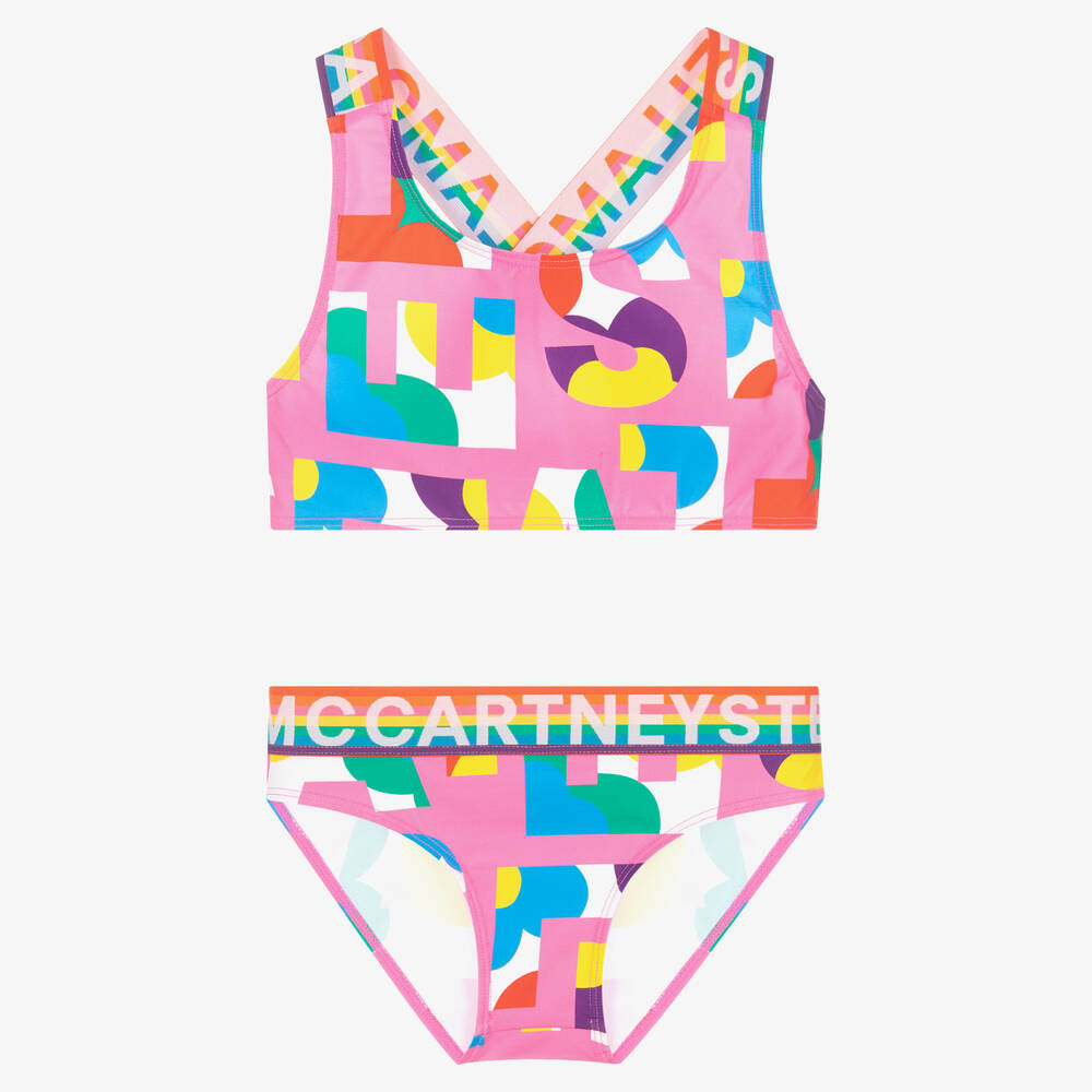Stella McCartney Kids - Teen Girls Pink Logo Lettering Bikini | Childrensalon