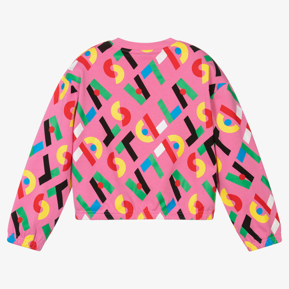 Stella McCartney Kids-سويتشيرت تينز بناتي قطن عضوي لون زهري | Childrensalon Outlet