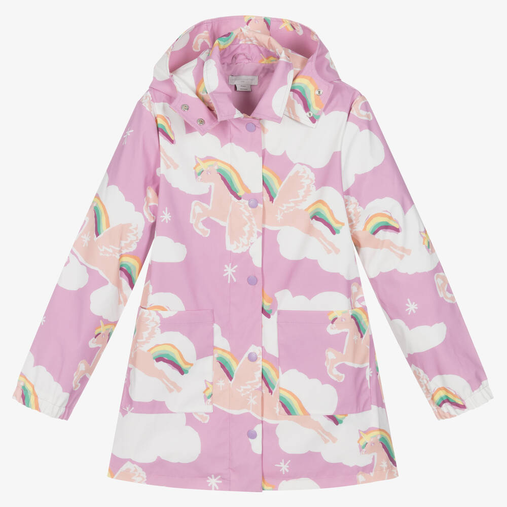 Stella McCartney Kids - Teen Girls Pink Rainbow & Unicorn Raincoat | Childrensalon