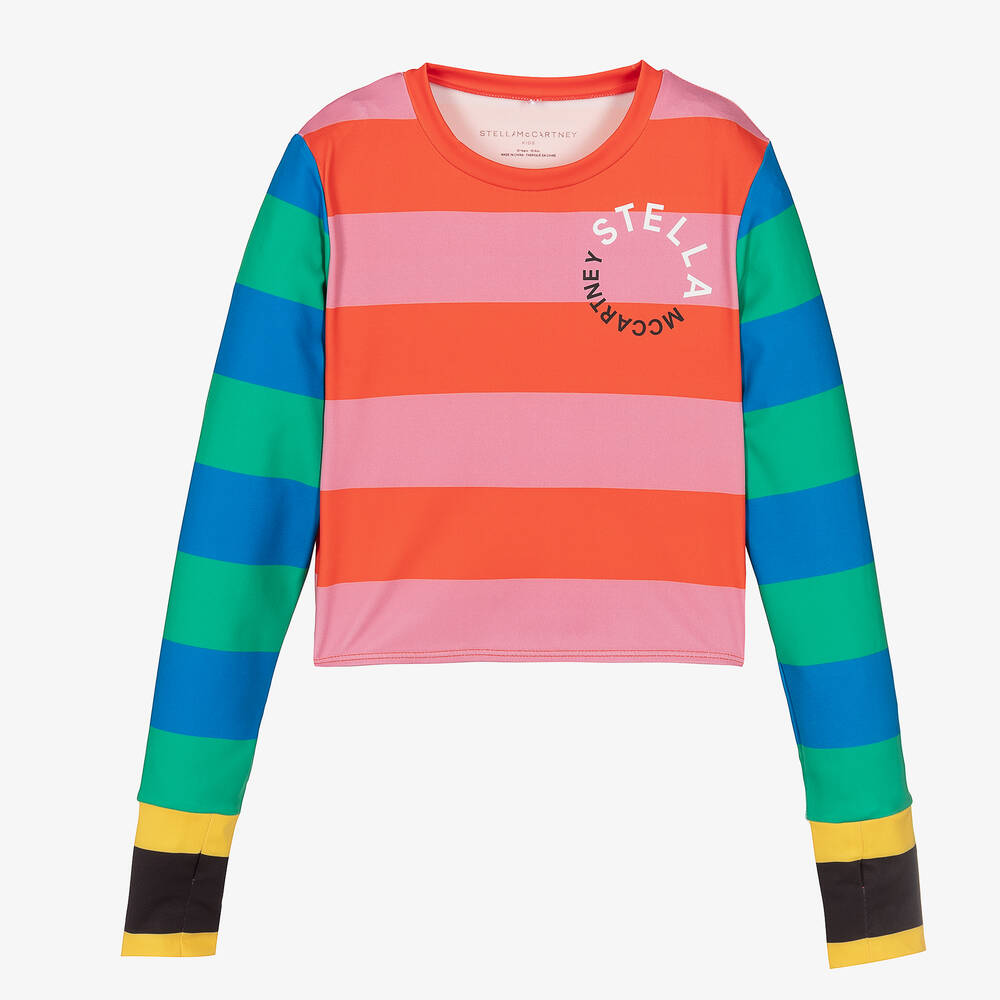Stella McCartney Kids - Teen Girls Pink & Red Striped Sports Top | Childrensalon
