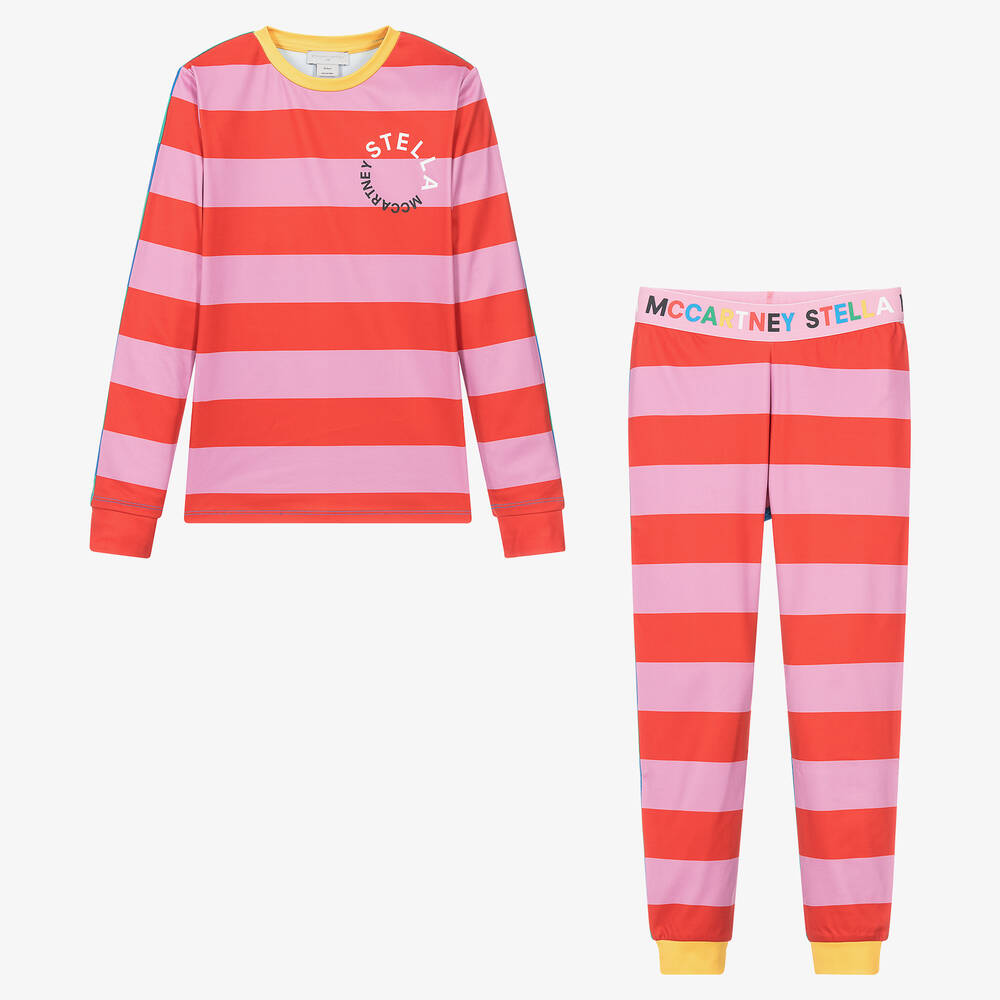 Stella McCartney Kids - Розовый топ и термоштанишки в красную полоску | Childrensalon