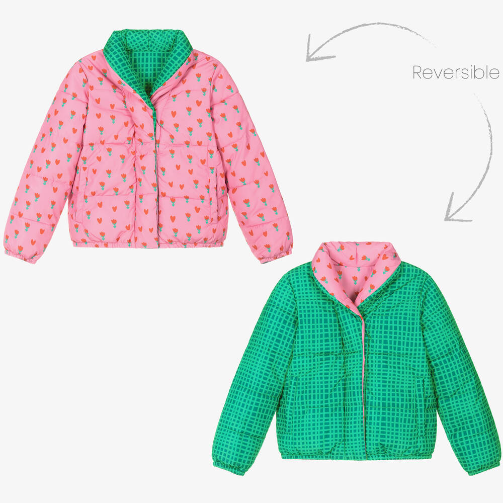 Stella McCartney Kids - Teen Girls Pink Reversible Puffer Jacket | Childrensalon