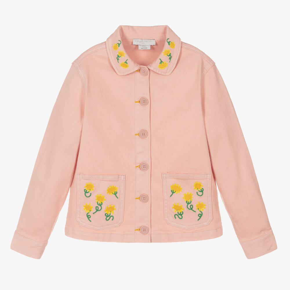 Stella McCartney Kids-Teen Girls Pink Sunflower Denim Jacket | Childrensalon Outlet
