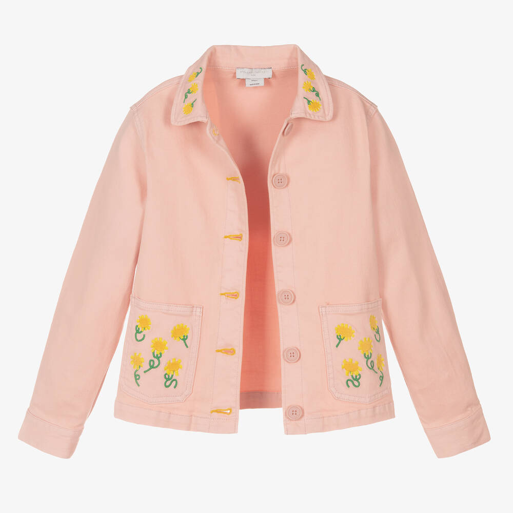 Stella McCartney Kids-Teen Girls Pink Sunflower Denim Jacket | Childrensalon Outlet