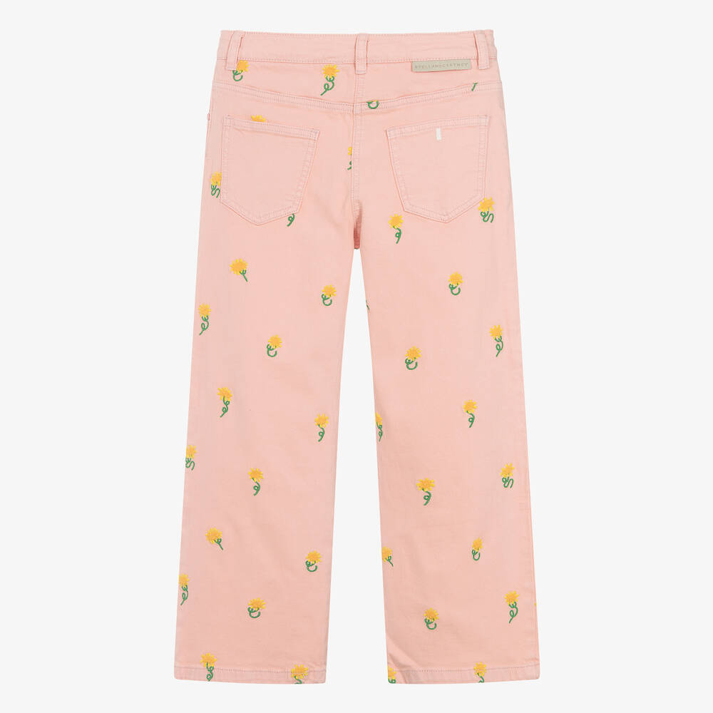 Stella McCartney Kids-Teen Girls Pink Sunflowers Wide Leg Jeans | Childrensalon Outlet