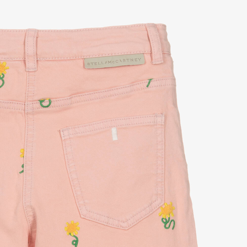Stella McCartney Kids-Teen Girls Pink Sunflowers Wide Leg Jeans | Childrensalon Outlet