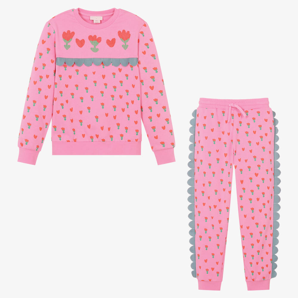 Stella McCartney Kids - Розовый спортивный костюм из хлопка с тюльпанами | Childrensalon