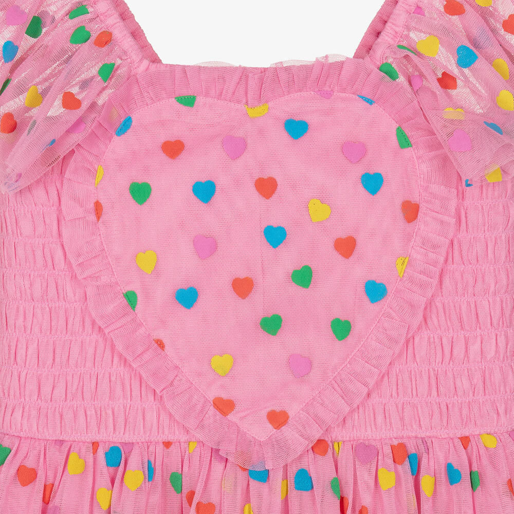 Stella McCartney Kids-Teen Girls Pink Tulle Heart Print Dress | Childrensalon Outlet