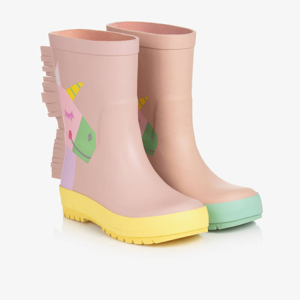 Stella McCartney Kids - Bottes de pluie roses licornes ado | Childrensalon