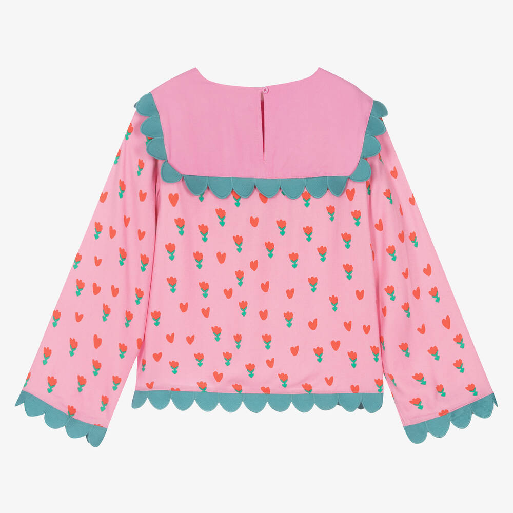 Stella McCartney Kids-Teen Girls Pink Viscose Tulips Blouse | Childrensalon Outlet