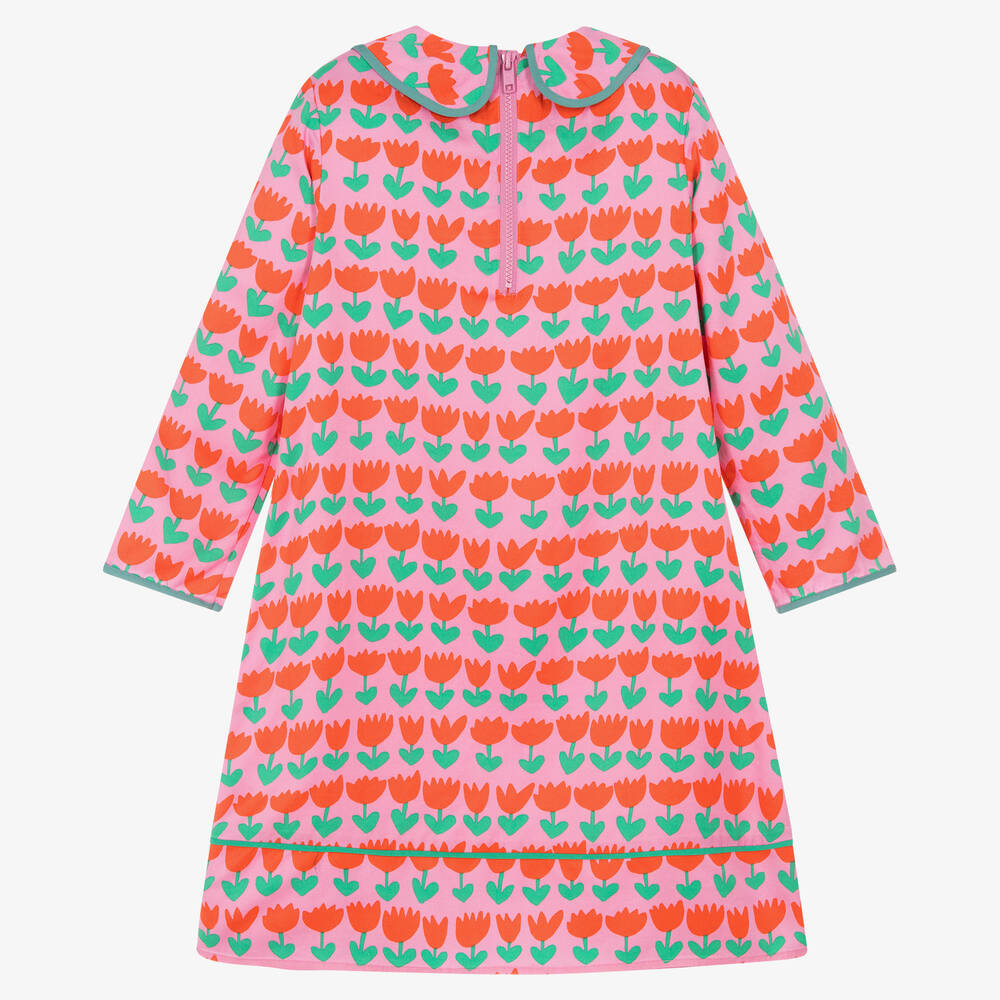 Stella McCartney Kids-Розовое платье из вискозы с тюльпанами | Childrensalon Outlet