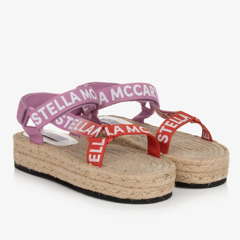 Stella McCartney Kids-Teen Girls Pink Woven Flatform Sandals | Childrensalon Outlet