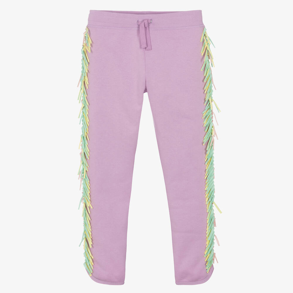 Stella McCartney Kids - Фиолетовые хлопковые джоггеры с бахромой | Childrensalon