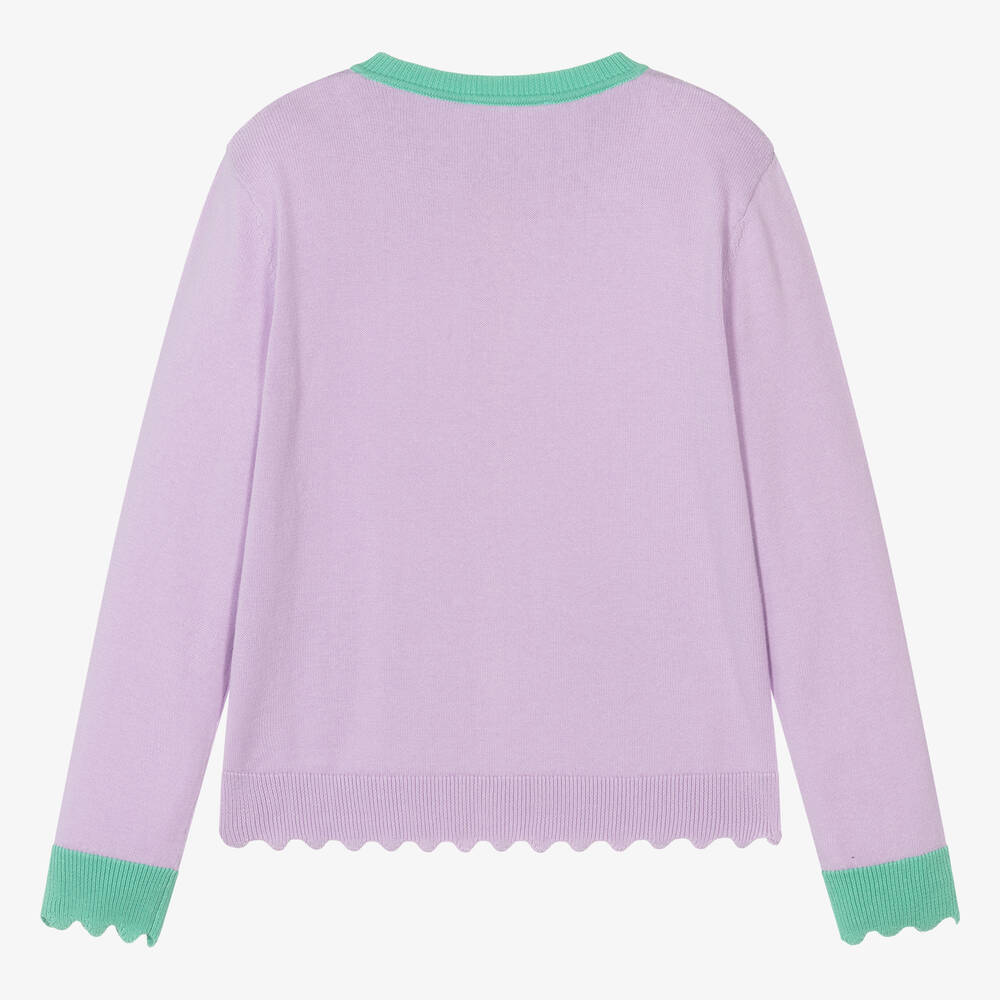 Stella McCartney Kids-كارديغان تينز بناتي قطن عضوي محبوك لون بنفسجي | Childrensalon Outlet