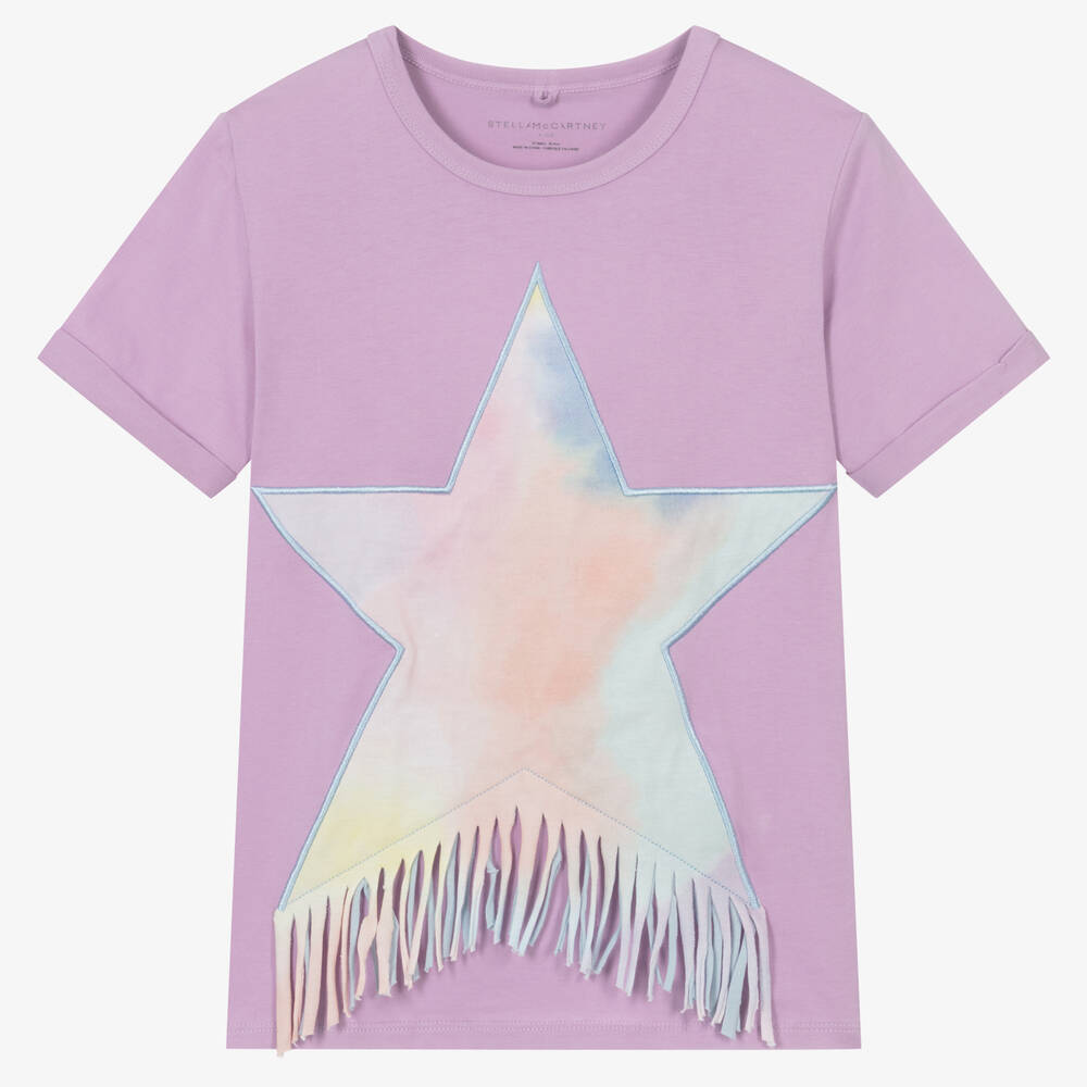 Stella McCartney Kids - Teen Girls Purple Cotton Star T-Shirt | Childrensalon