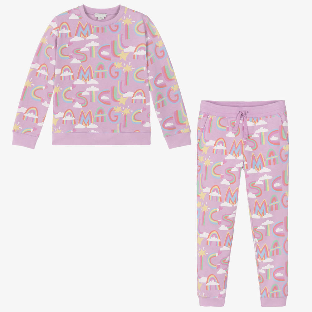 Stella McCartney Kids - Teen Girls Purple Cotton Tracksuit | Childrensalon