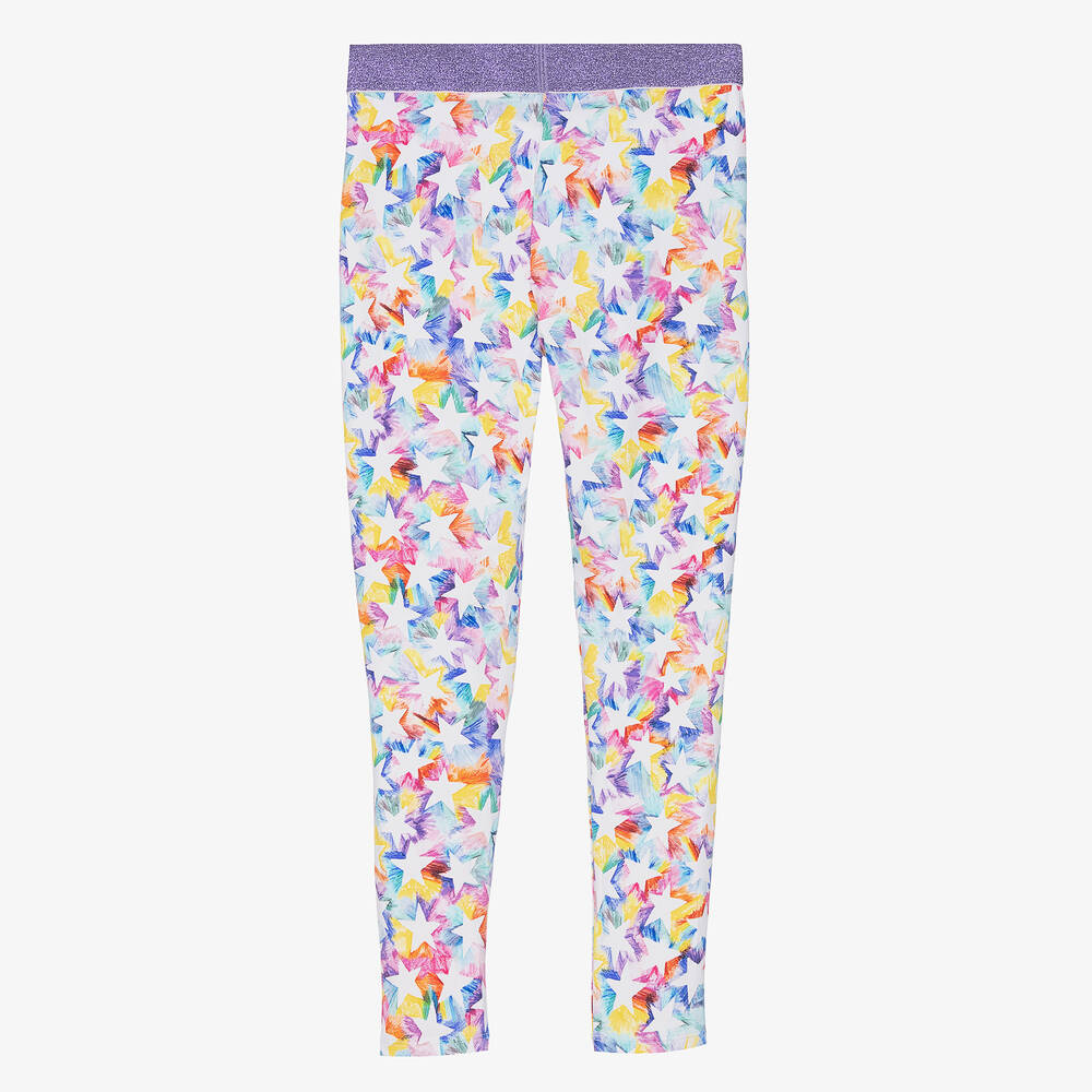 Stella McCartney Kids-Фиолетовые легинсы с радужными звездами | Childrensalon Outlet