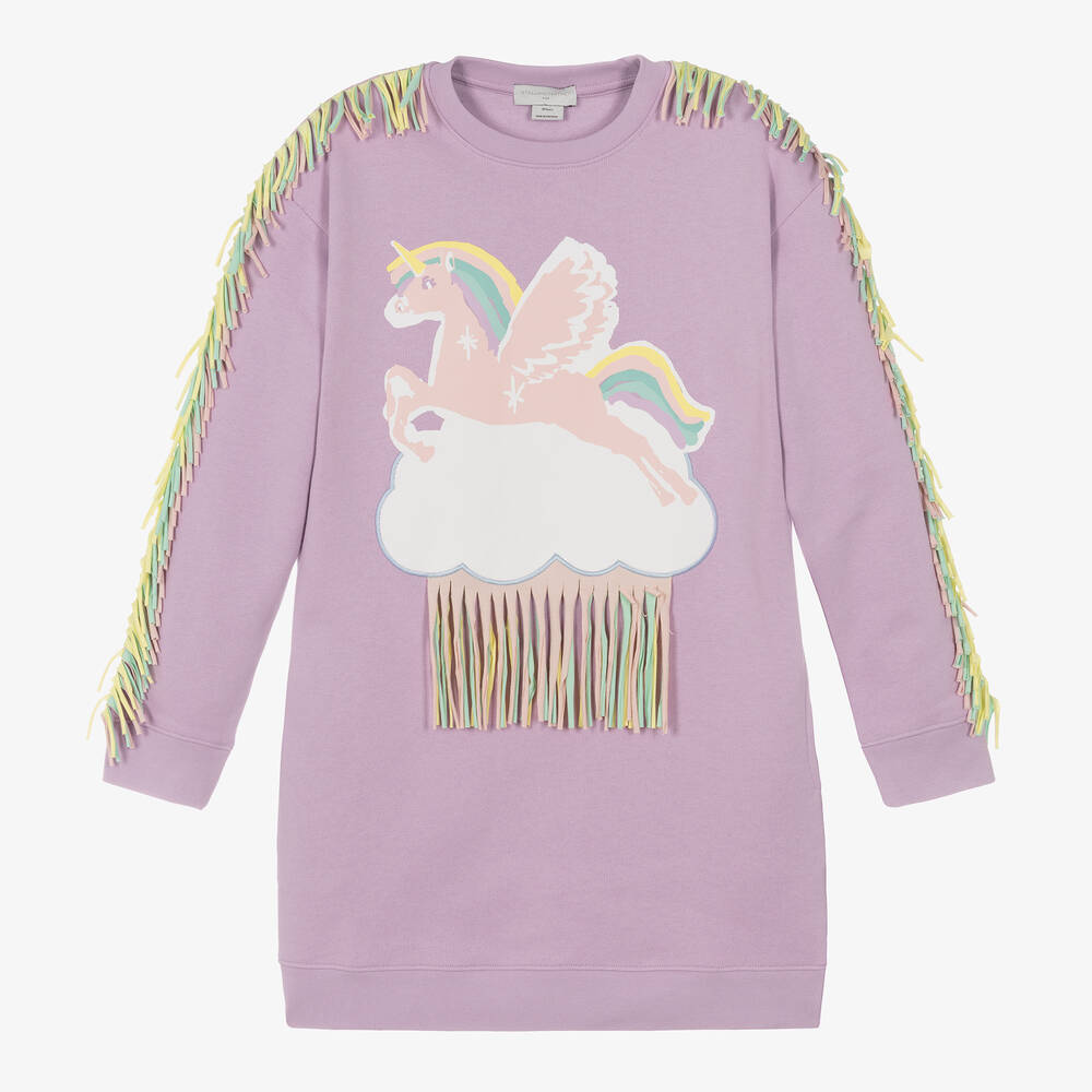 Stella McCartney Kids - Teen Girls Purple Unicorn Sweatshirt Dress | Childrensalon