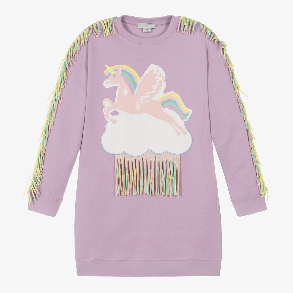 Stella McCartney Kids - Фиолетовое платье-свитшот с единорогом | Childrensalon