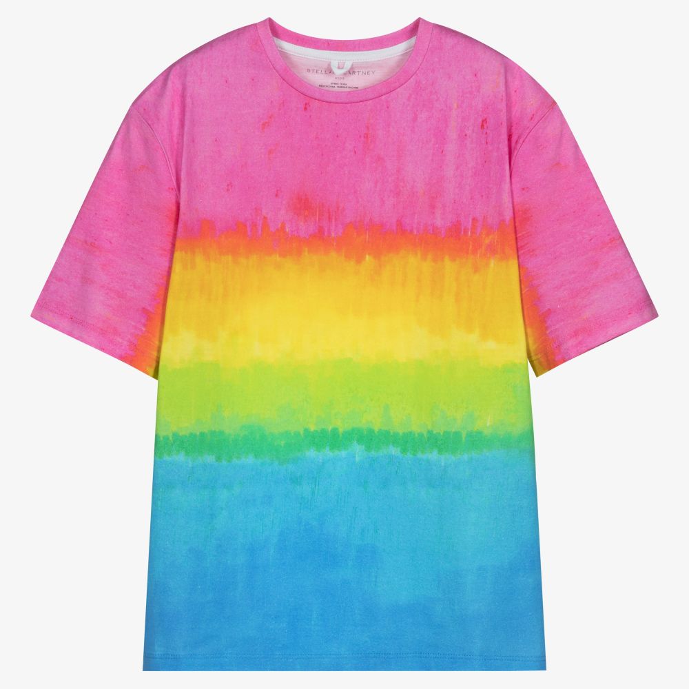 Stella McCartney Kids - Хлопковая футболка радужной расцветки для девочек-подростков | Childrensalon