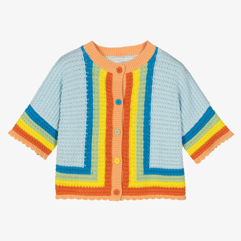 Stella McCartney Kids - Teen Girls Rainbow Crochet Crop Cardigan | Childrensalon