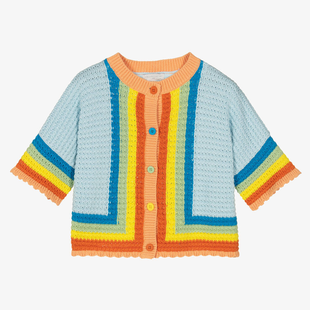 Stella McCartney Kids Teen Girls Rainbow Crochet Crop Cardigan