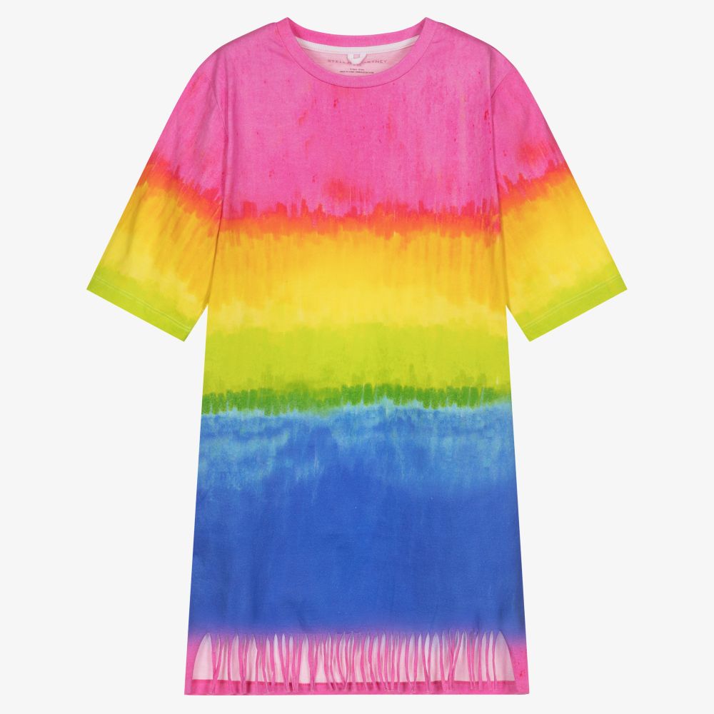 Stella McCartney Kids - فستان تينز بناتي قطن عضوي بألوان قوس قزح | Childrensalon
