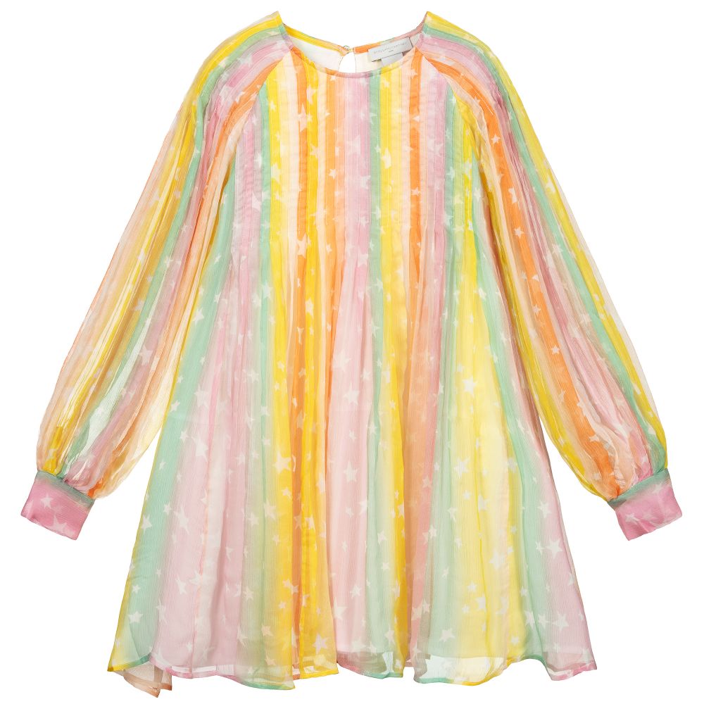 Teen Girls Rainbow Silk Dress