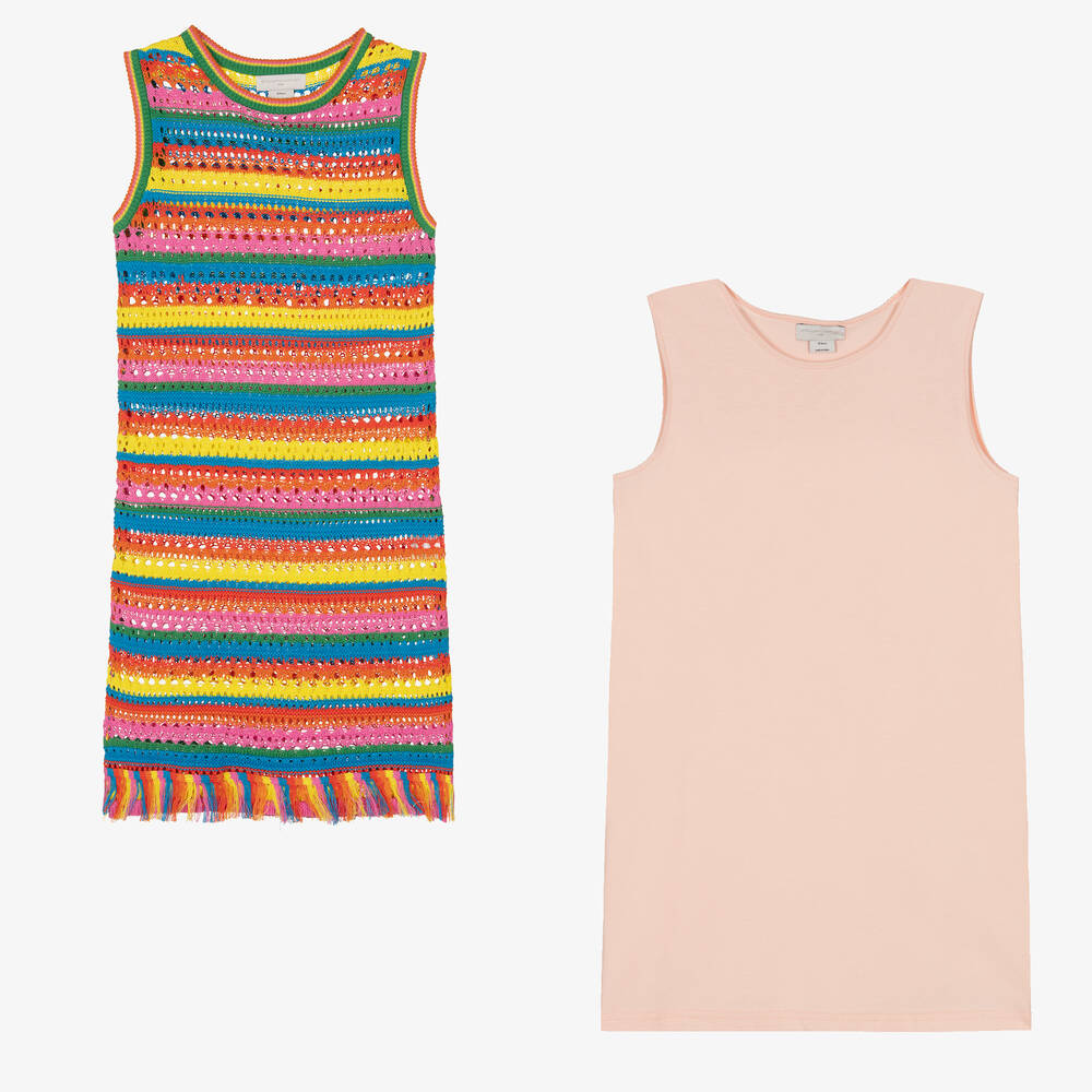 Stella McCartney Kids-Teen Girls Rainbow Striped Crochet Dress | Childrensalon Outlet