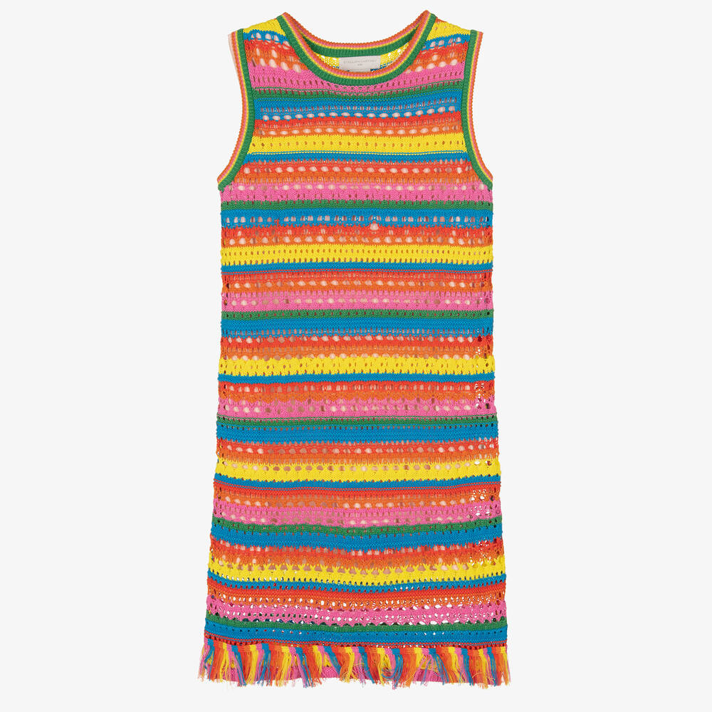 Stella McCartney Kids - Teen Girls Rainbow Striped Crochet Dress | Childrensalon