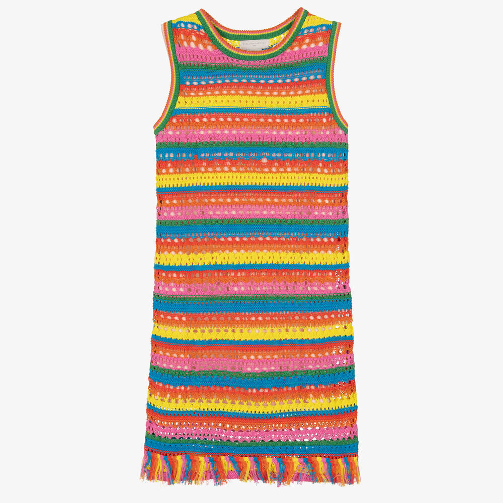 Stella McCartney Kids - Teen Girls Rainbow Striped Crochet Dress | Childrensalon