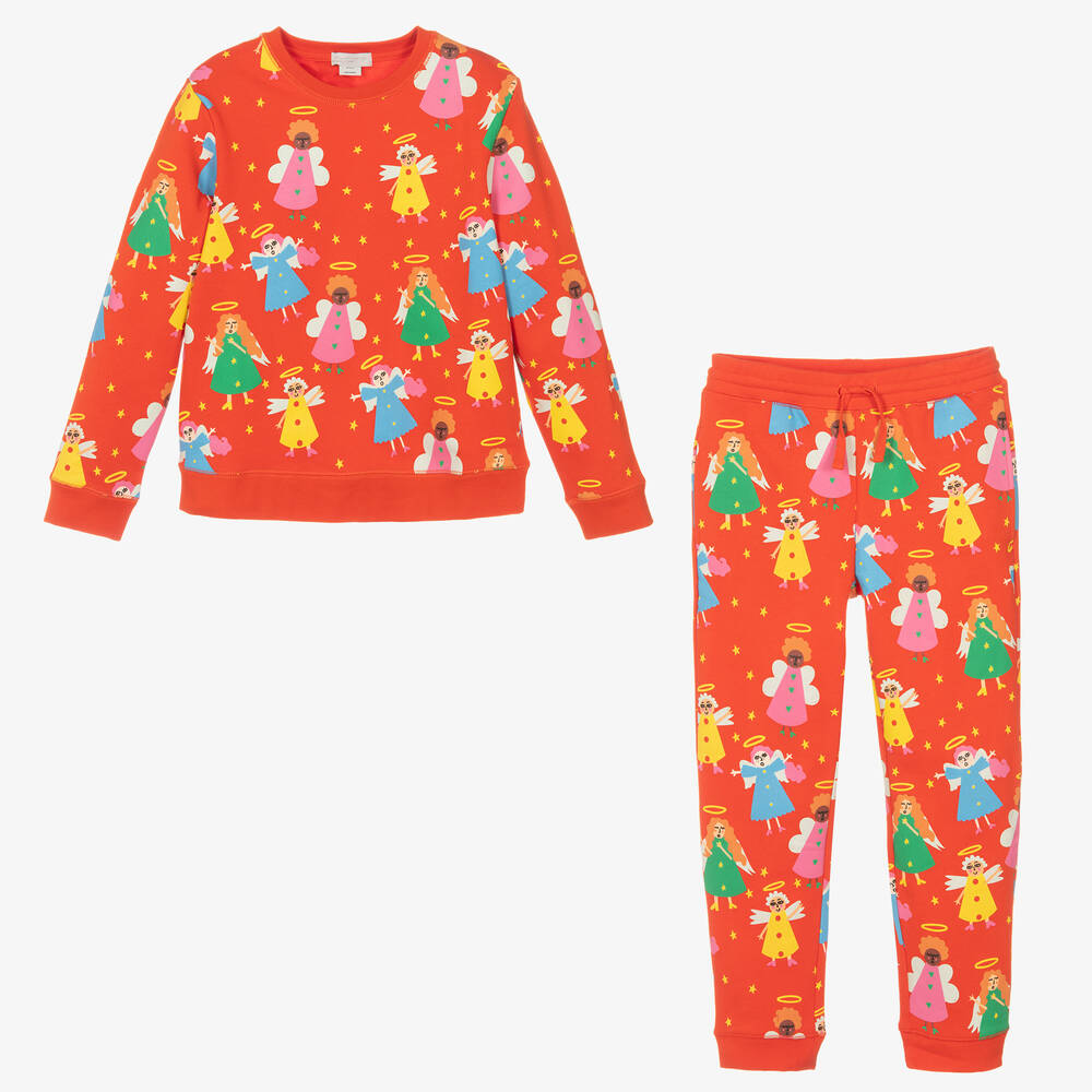 Stella McCartney Kids - Красный спортивный костюм с ангелами | Childrensalon