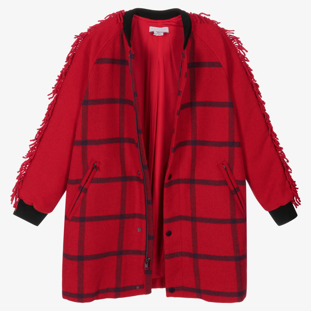 Stella McCartney Kids-Teen Girls Red Check Coat | Childrensalon Outlet