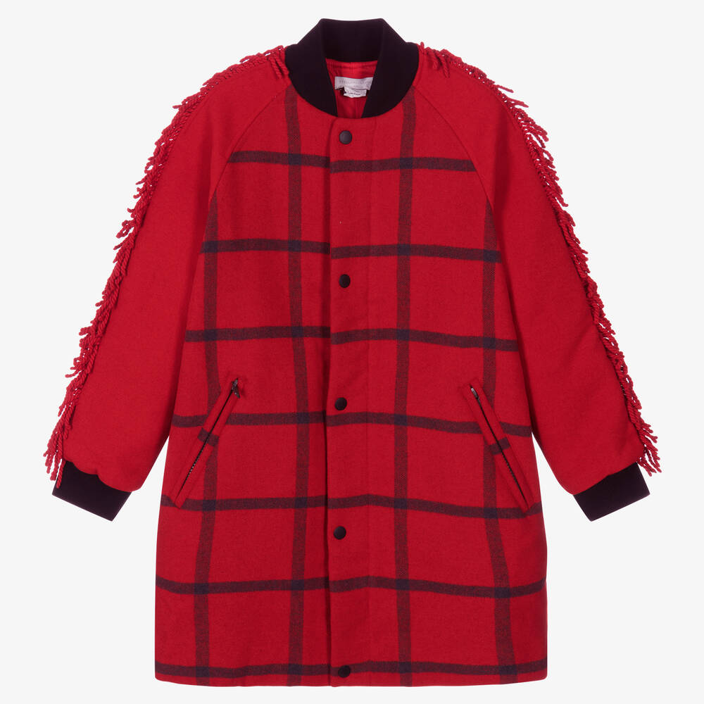 Stella McCartney Kids - Teen Girls Red Check Coat | Childrensalon