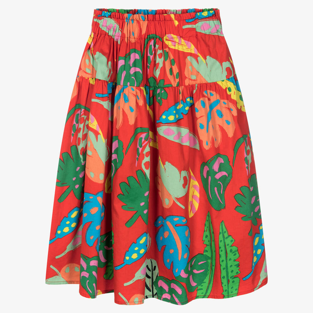 Stella McCartney Kids - Teen Girls Red Cotton Palm Print Skirt | Childrensalon