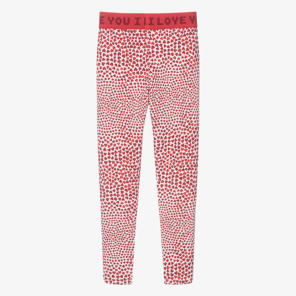 Stella McCartney Kids-Teen Girls Red Heart Print Leggings (UPF50+) | Childrensalon Outlet