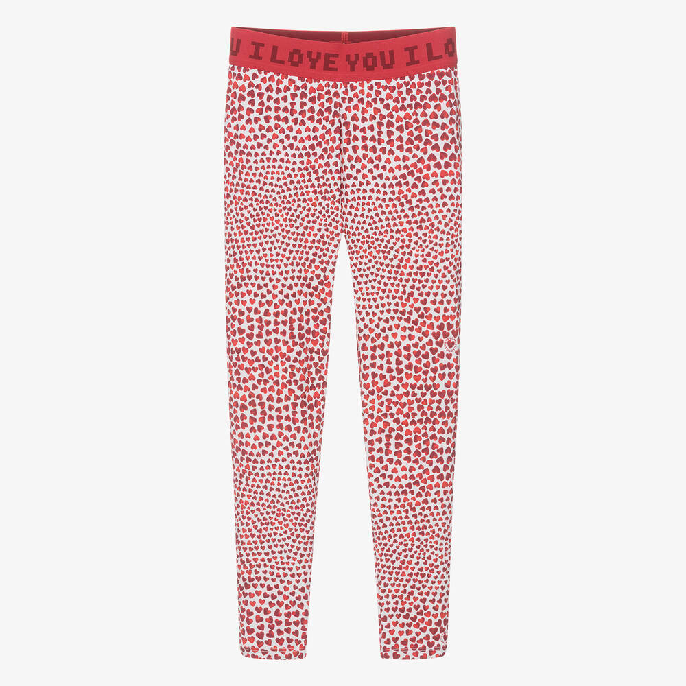 Stella McCartney Kids-ليقنز بطبعة قلوب لون أحمر للمراهقات (UPF50+) | Childrensalon Outlet