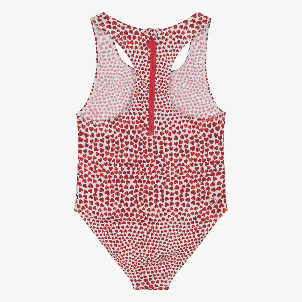 Stella McCartney Kids-Teen Girls Red Heart Print Swimsuit (UPF50+) | Childrensalon Outlet