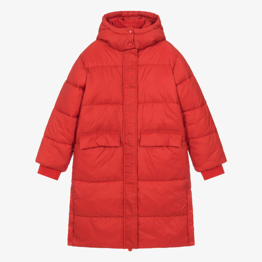 Stella McCartney Kids - Teen Girls Red Hooded Puffer Coat | Childrensalon
