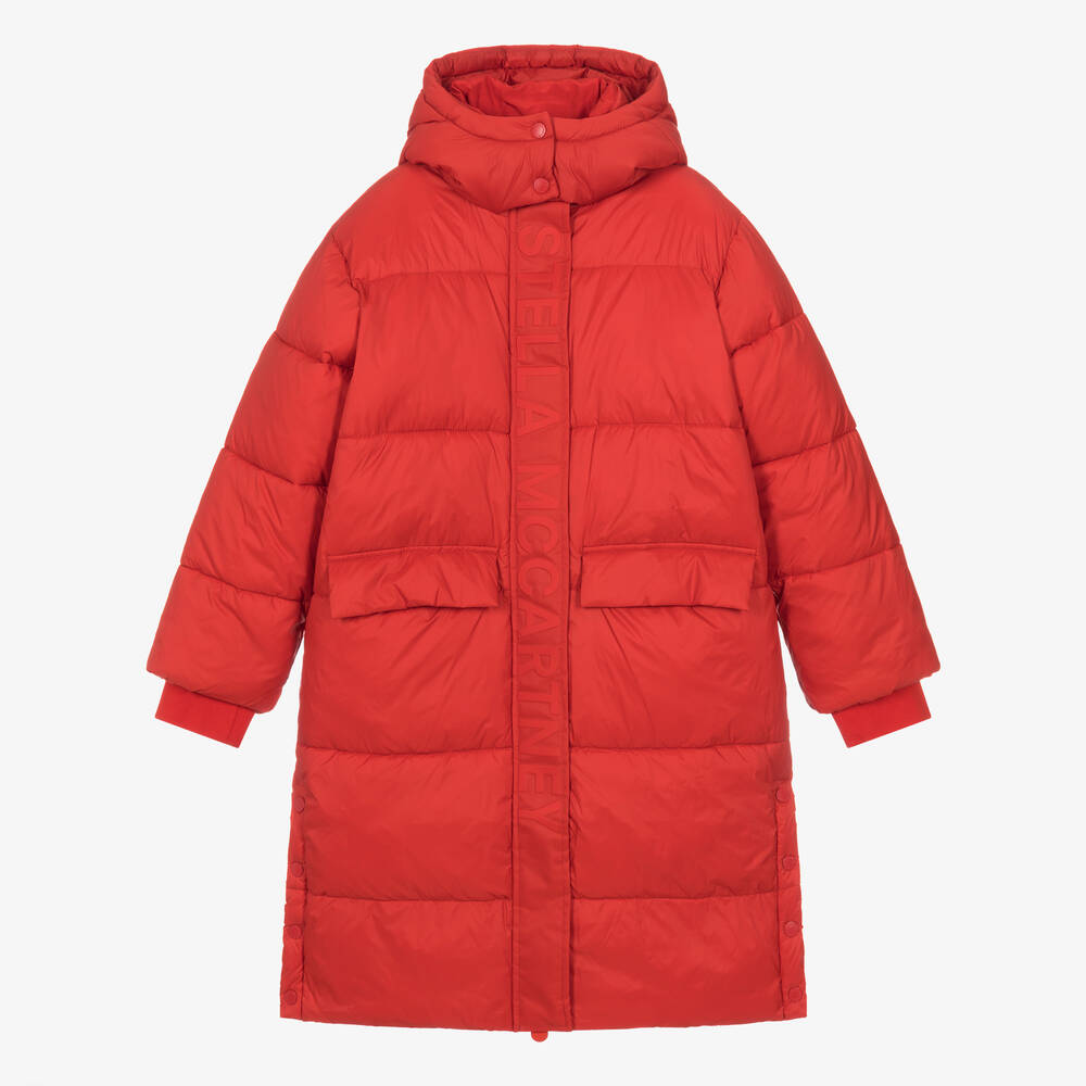 Stella McCartney Kids - Roter Teen Steppmantel mit Kapuze | Childrensalon