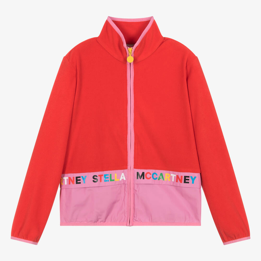 Stella McCartney Kids - Teen Girls Red & Pink Fleece Zip-Up Top | Childrensalon
