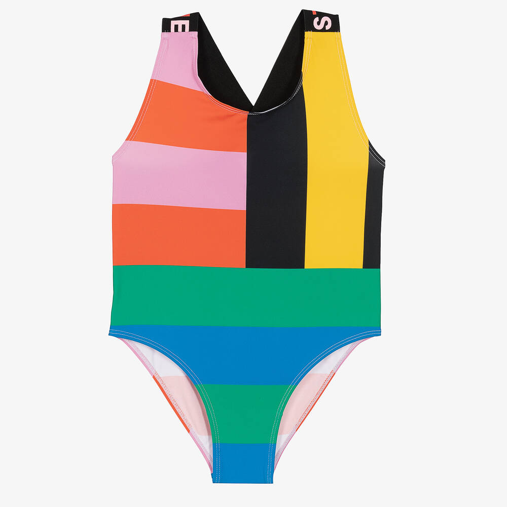 Stella McCartney Kids - Teen Girls Striped Colourblock Swimsuit | Childrensalon