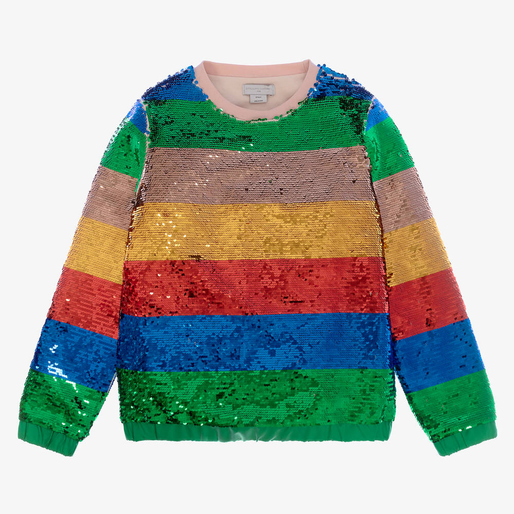 Stella McCartney Kids-Хлопковый свитшот в полоску с пайетками | Childrensalon Outlet