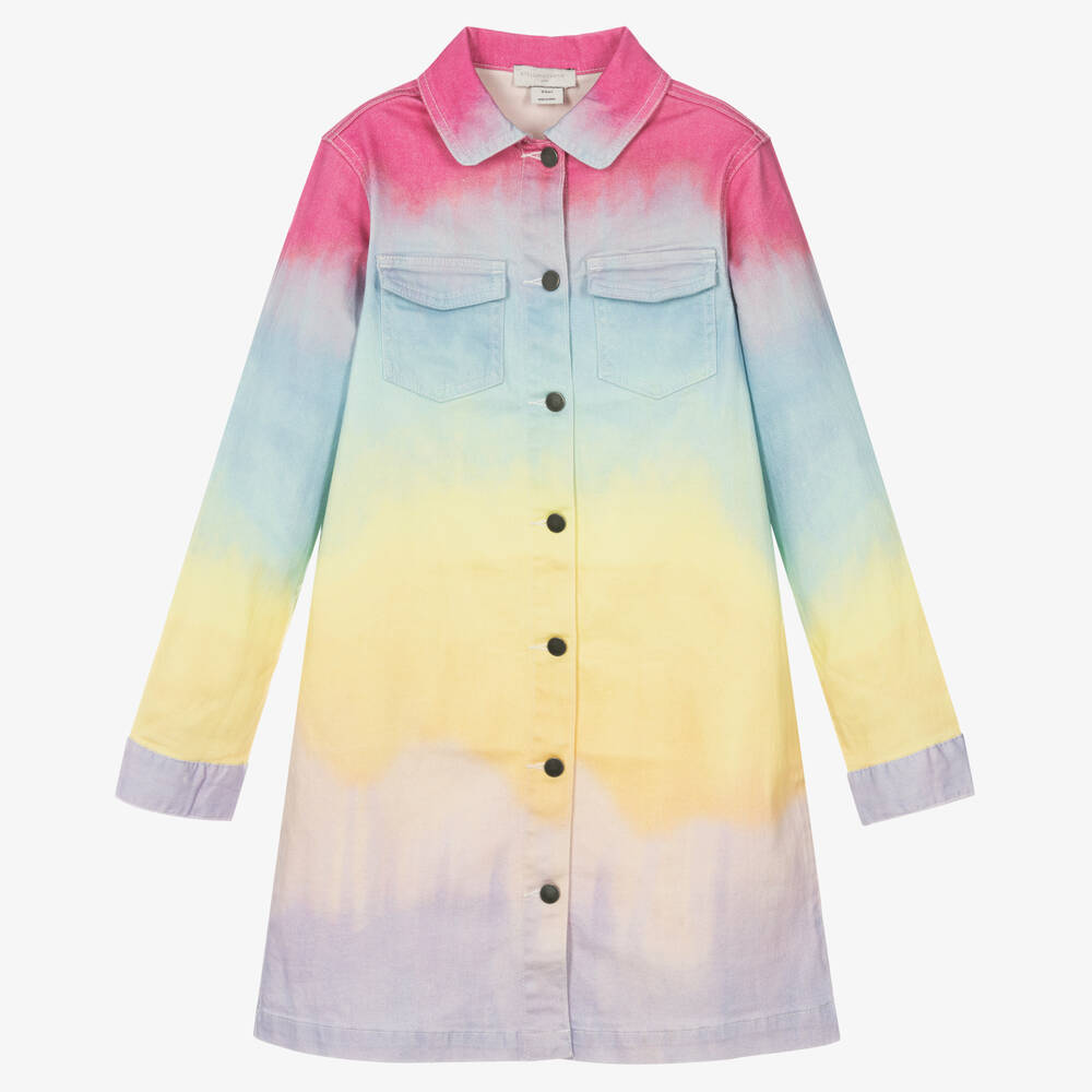 Stella McCartney Kids - فستان تينز بناتي قطن عضوي دنيم بطبعة ملونة | Childrensalon