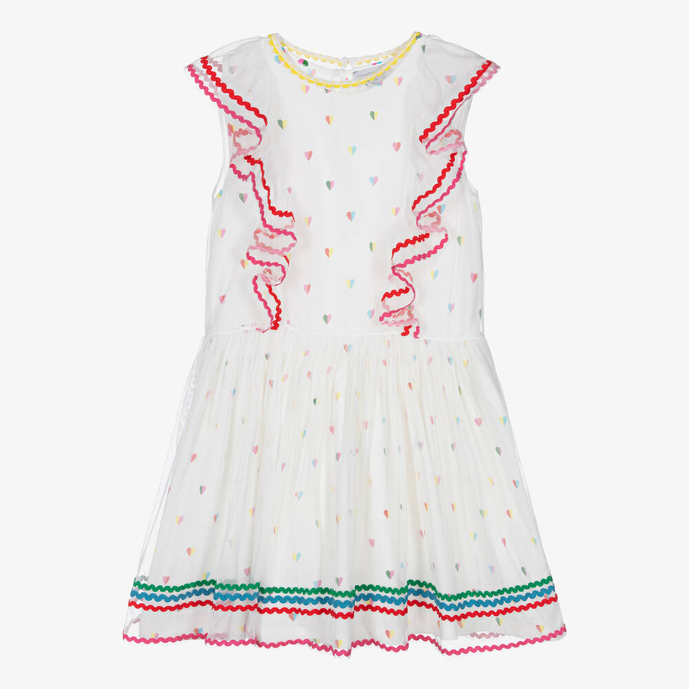 Stella McCartney Kids - Robe blanche 2 en 1 jersey et tulle | Childrensalon