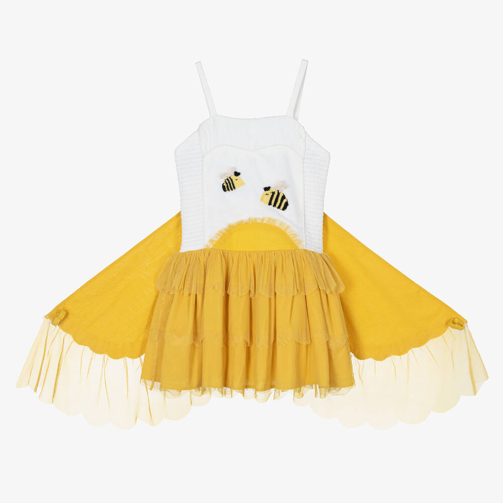 Stella McCartney Kids-Teen Girls White Cotton Bee Dress | Childrensalon Outlet