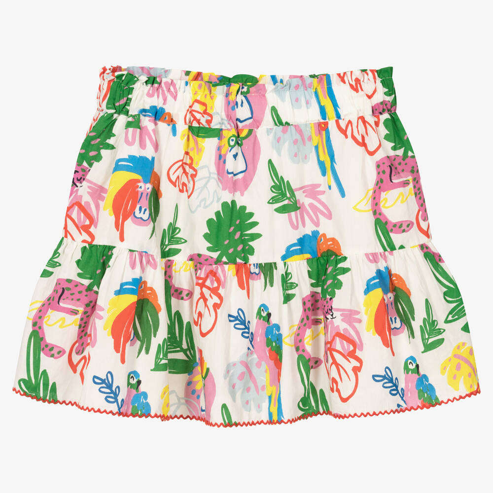 Stella McCartney Kids - Teen Girls White Cotton Parrot Skirt | Childrensalon