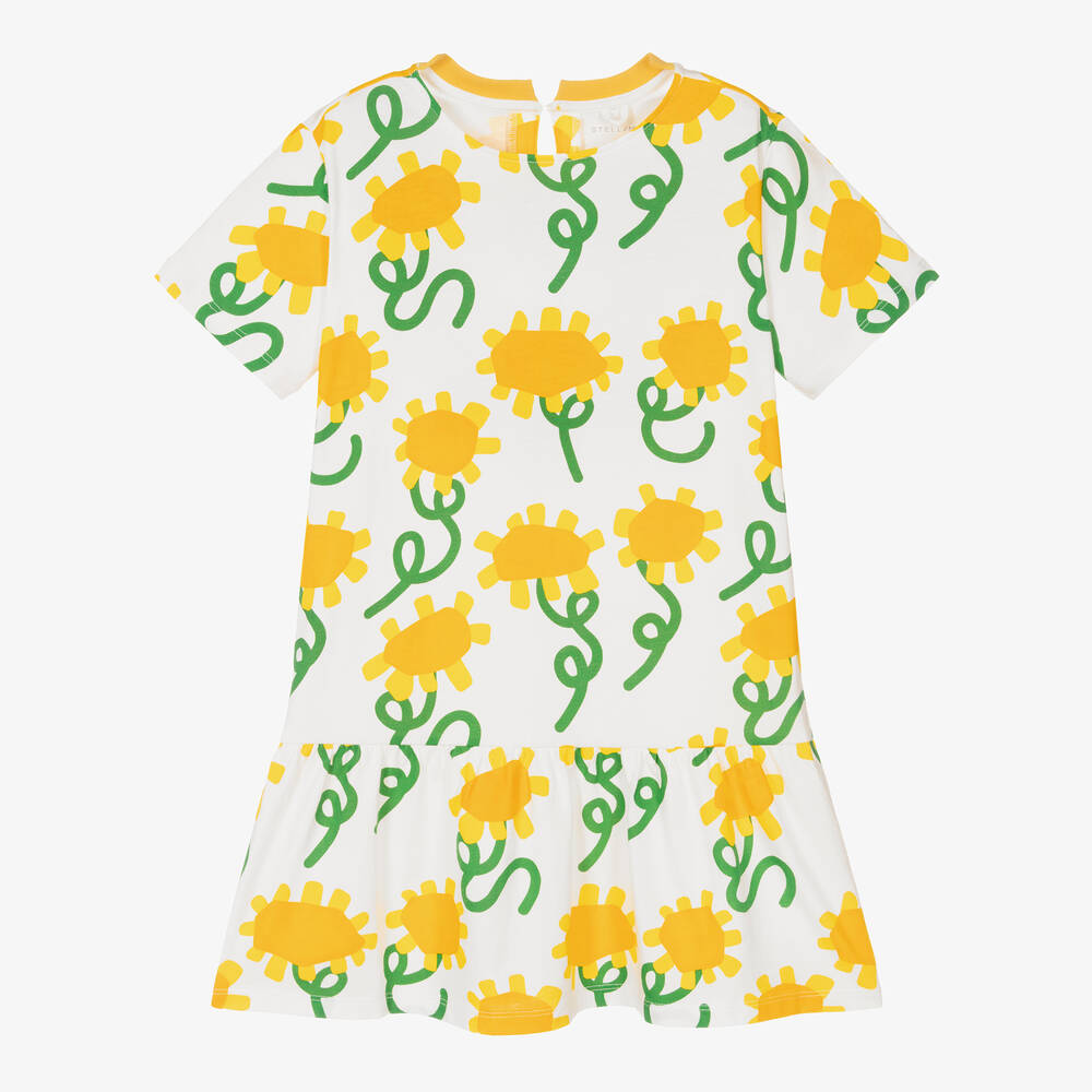 Stella McCartney Kids-Teen Girls White Cotton Sunflower Dress | Childrensalon Outlet