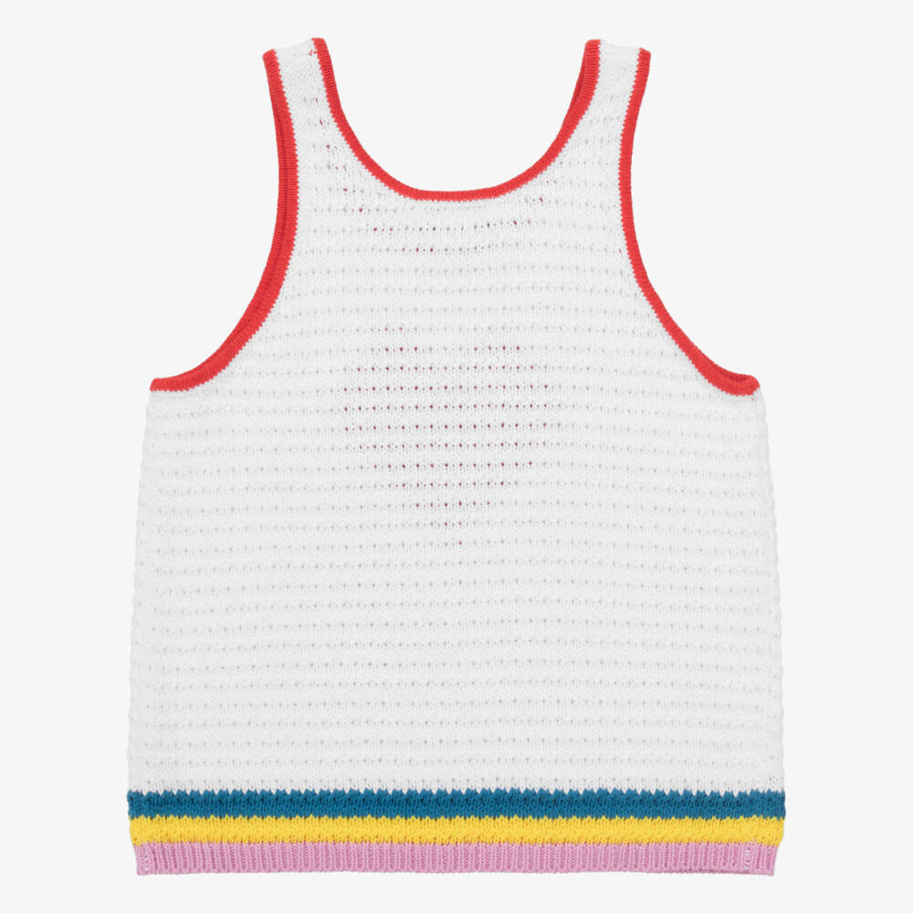Stella McCartney Kids-Teen Girls White Crochet Knit Heart Top | Childrensalon Outlet