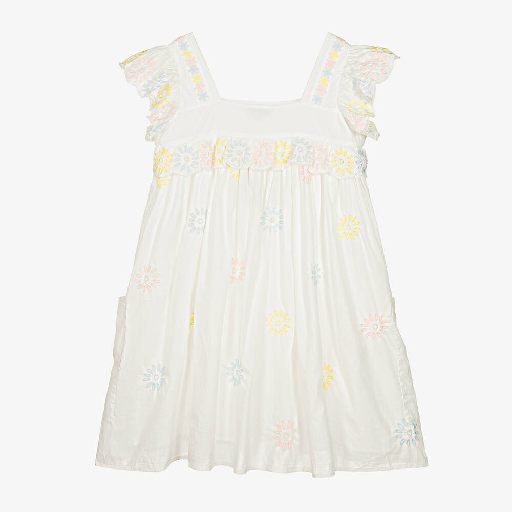 Stella McCartney Kids-Teen Girls White Embroidered Cotton Dress | Childrensalon Outlet